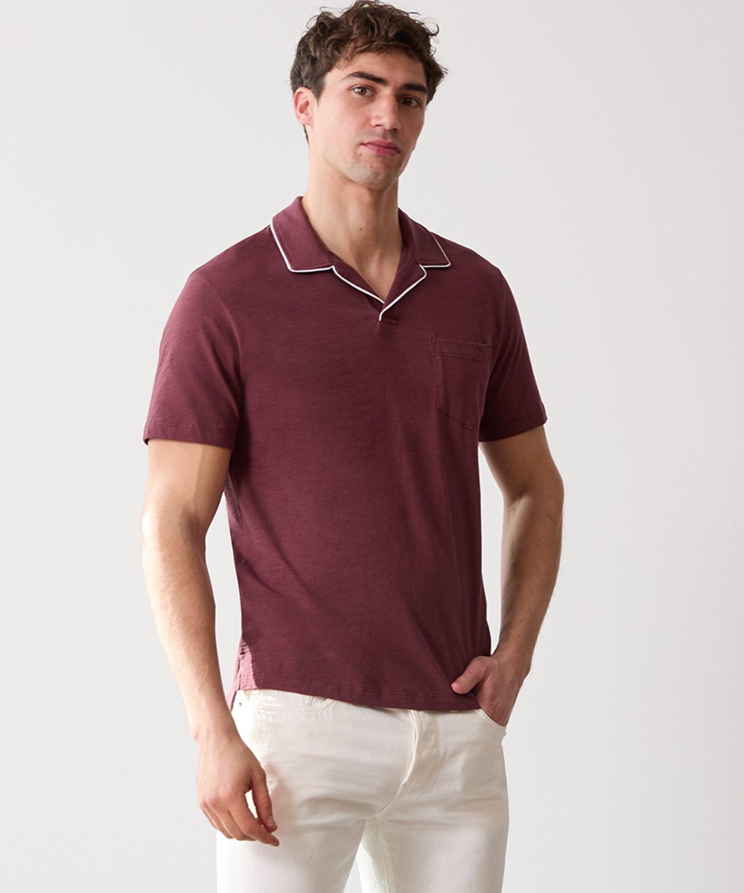 Made in L.A. Tipped Montauk Polo in Classic Burgundy Product Image