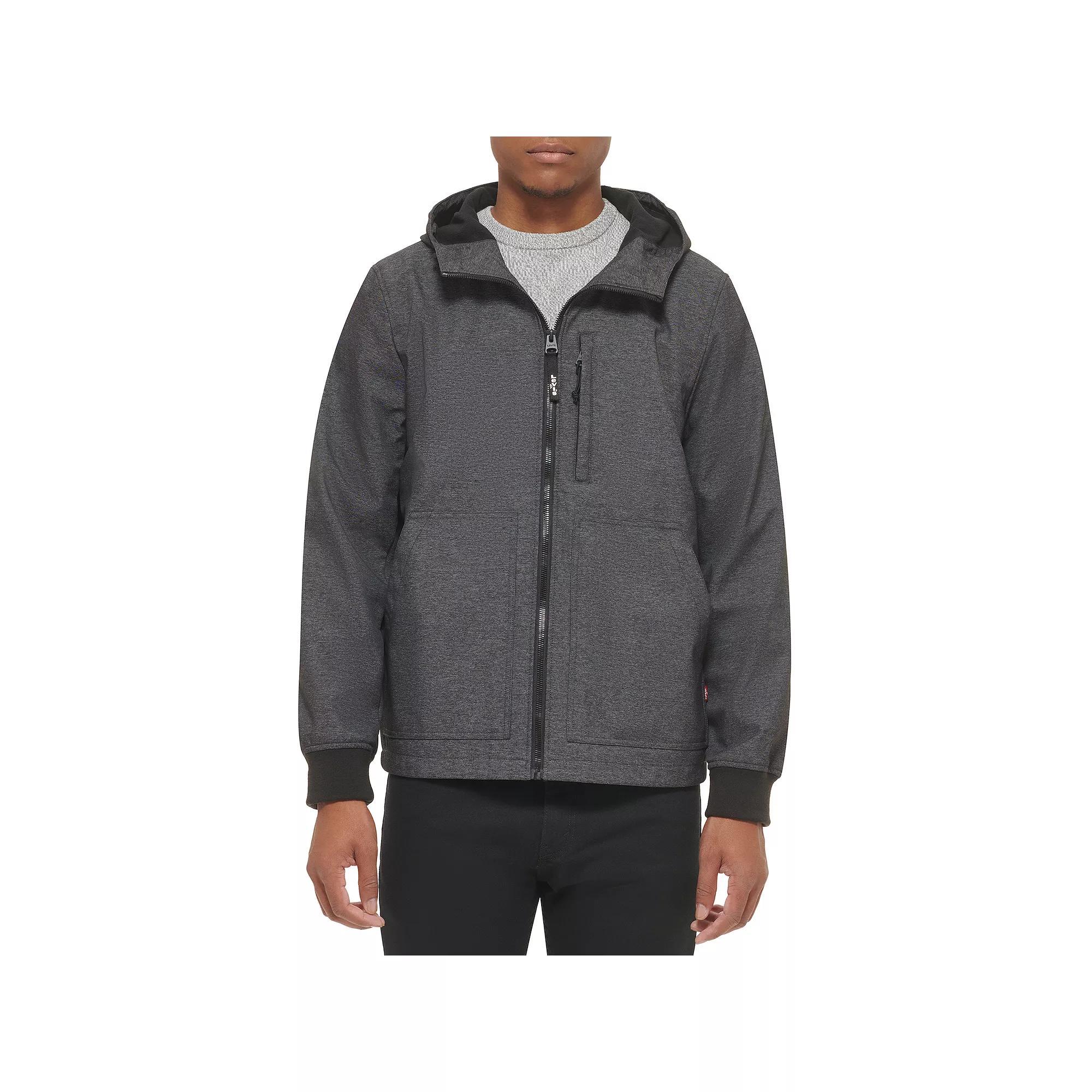Mens Levis Softshell Hooded Bomber Jacket Grey Product Image