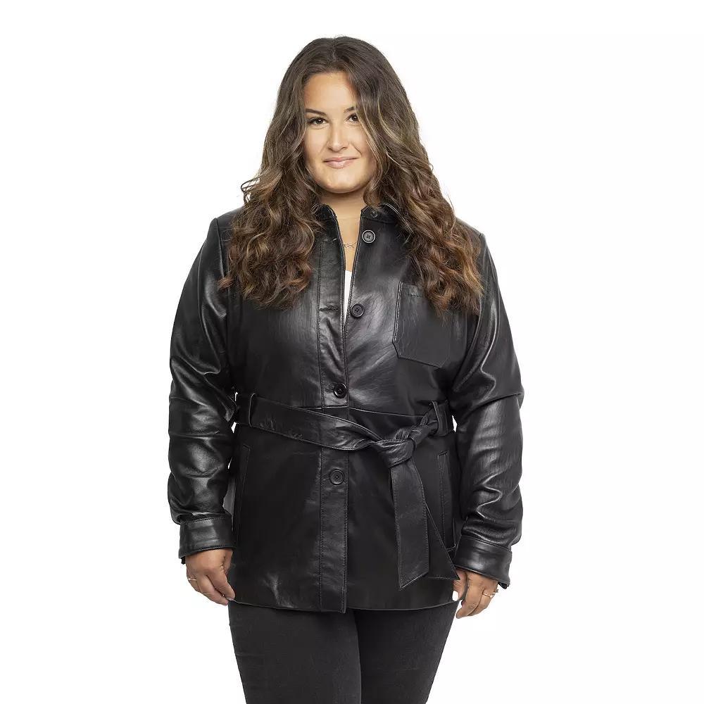 Plus Size Whet Blu Janely Leather Shirt Jacket, Women's, Size: 3XL, Black Product Image