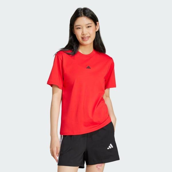 adidas Essentials Small Logo Cotton Tee Pure Ruby XS Womens Product Image