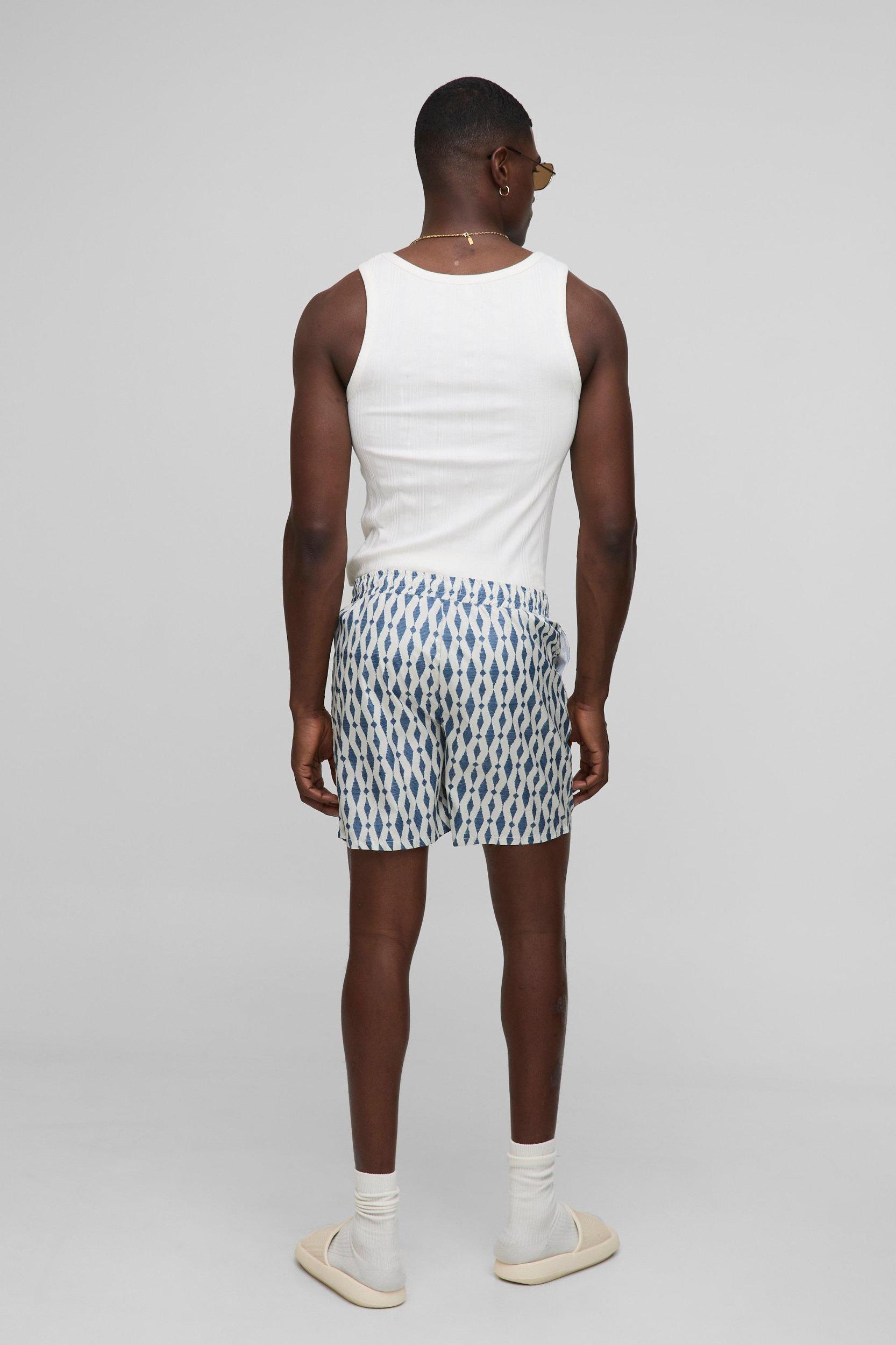 Pattern Printed Mid Length Swim Short | boohooMAN USA Product Image