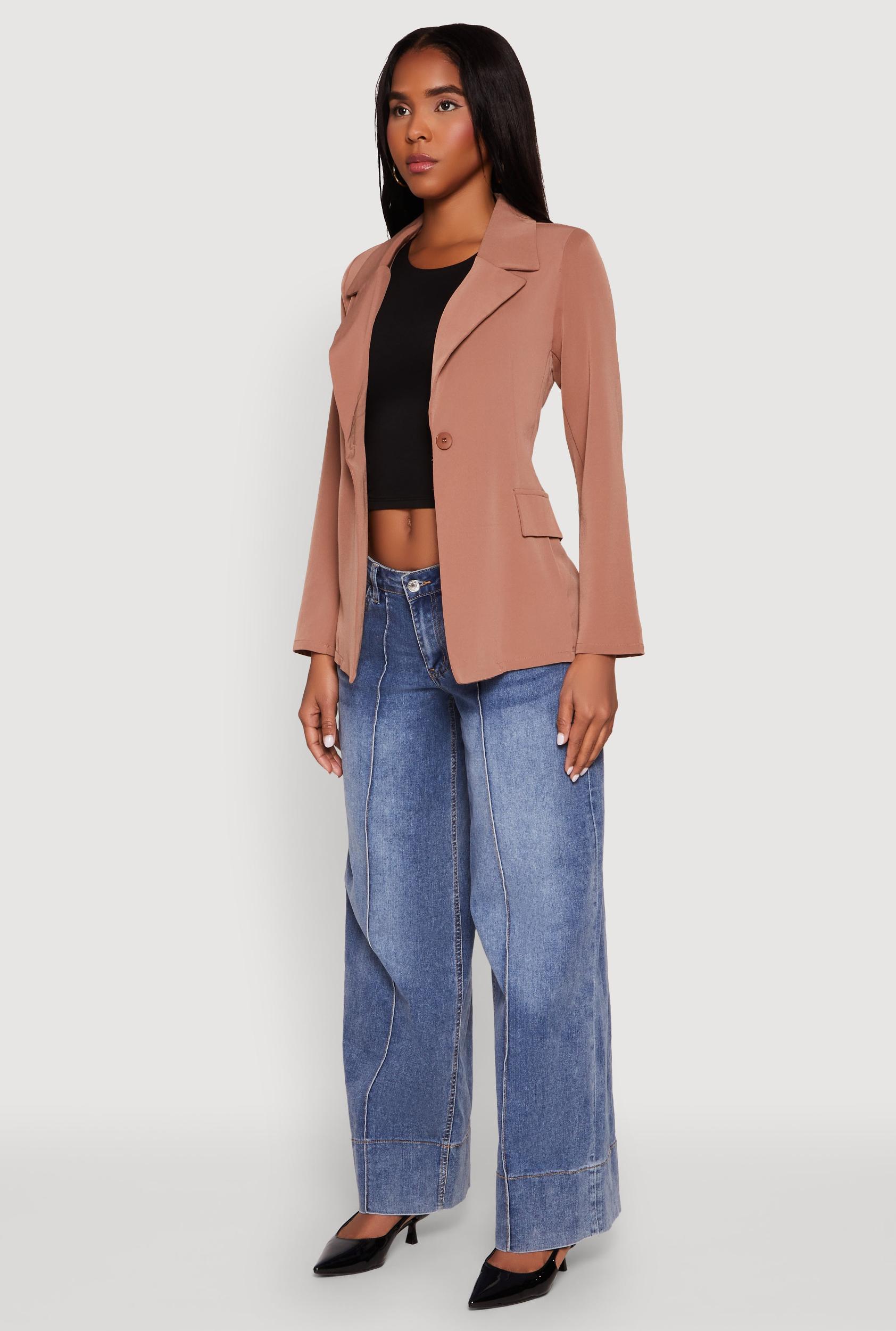 Padded Shoulder One Button Blazer Female Product Image