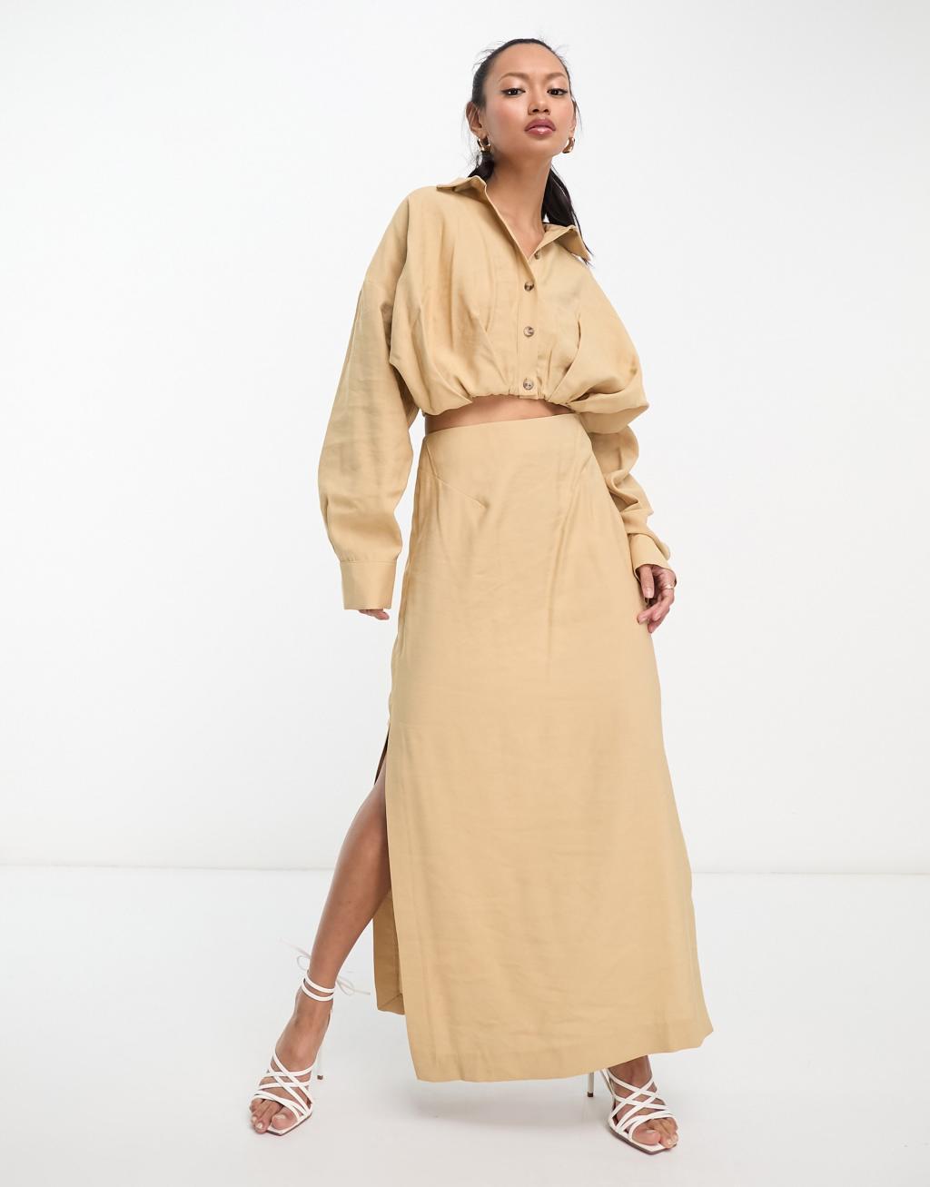 ASOS EDITION column midi skirt with side slits Product Image