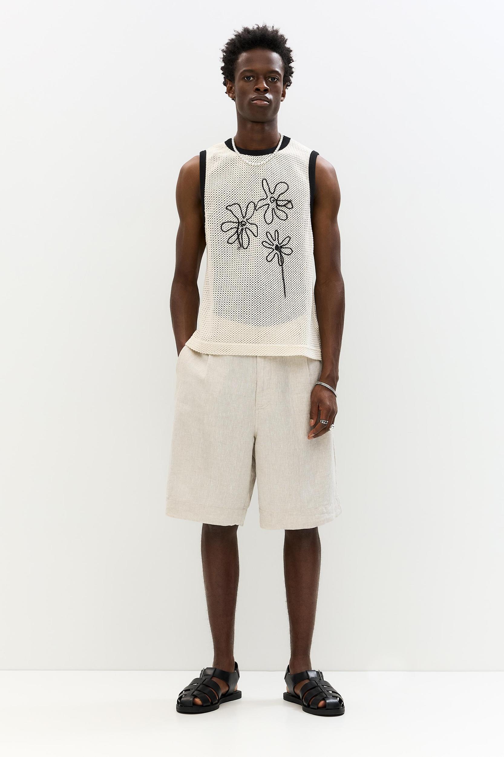 100% linen baggy Bermuda shorts Product Image