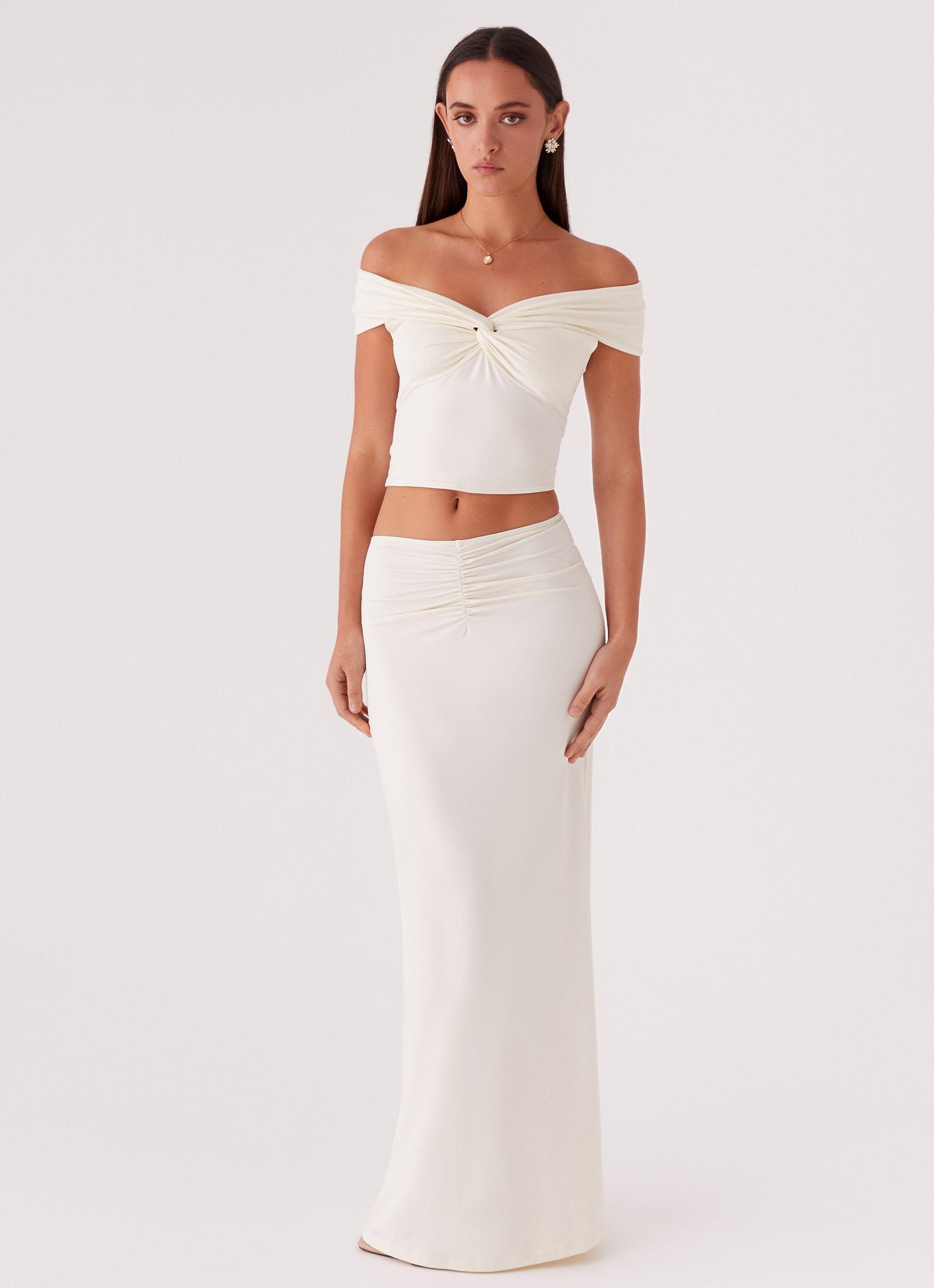 Trixie Twist Off Shoulder Top - Ivory Product Image