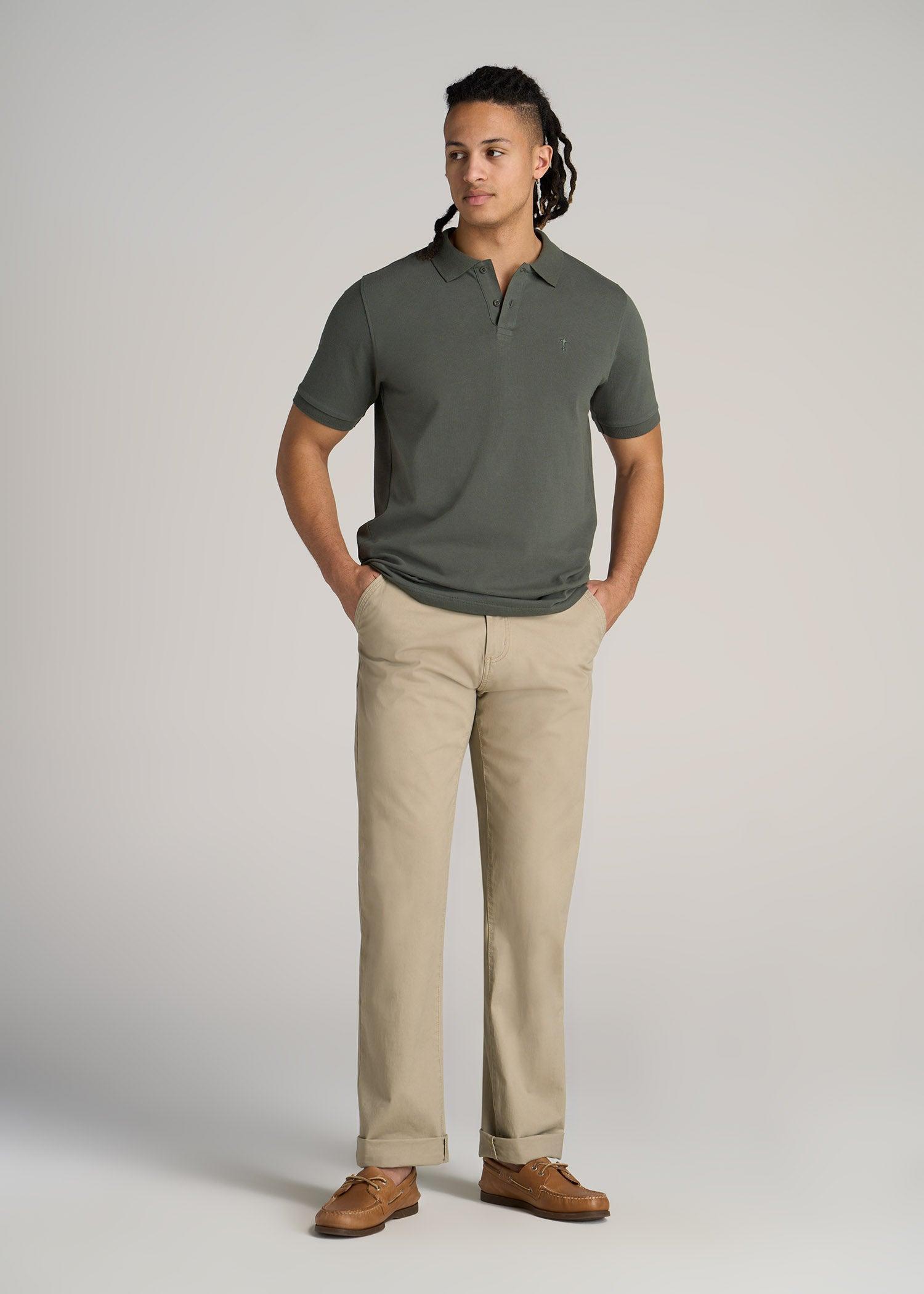 Men's Tall Classic Polo with Embroidered Logo in Vapor Grey Product Image