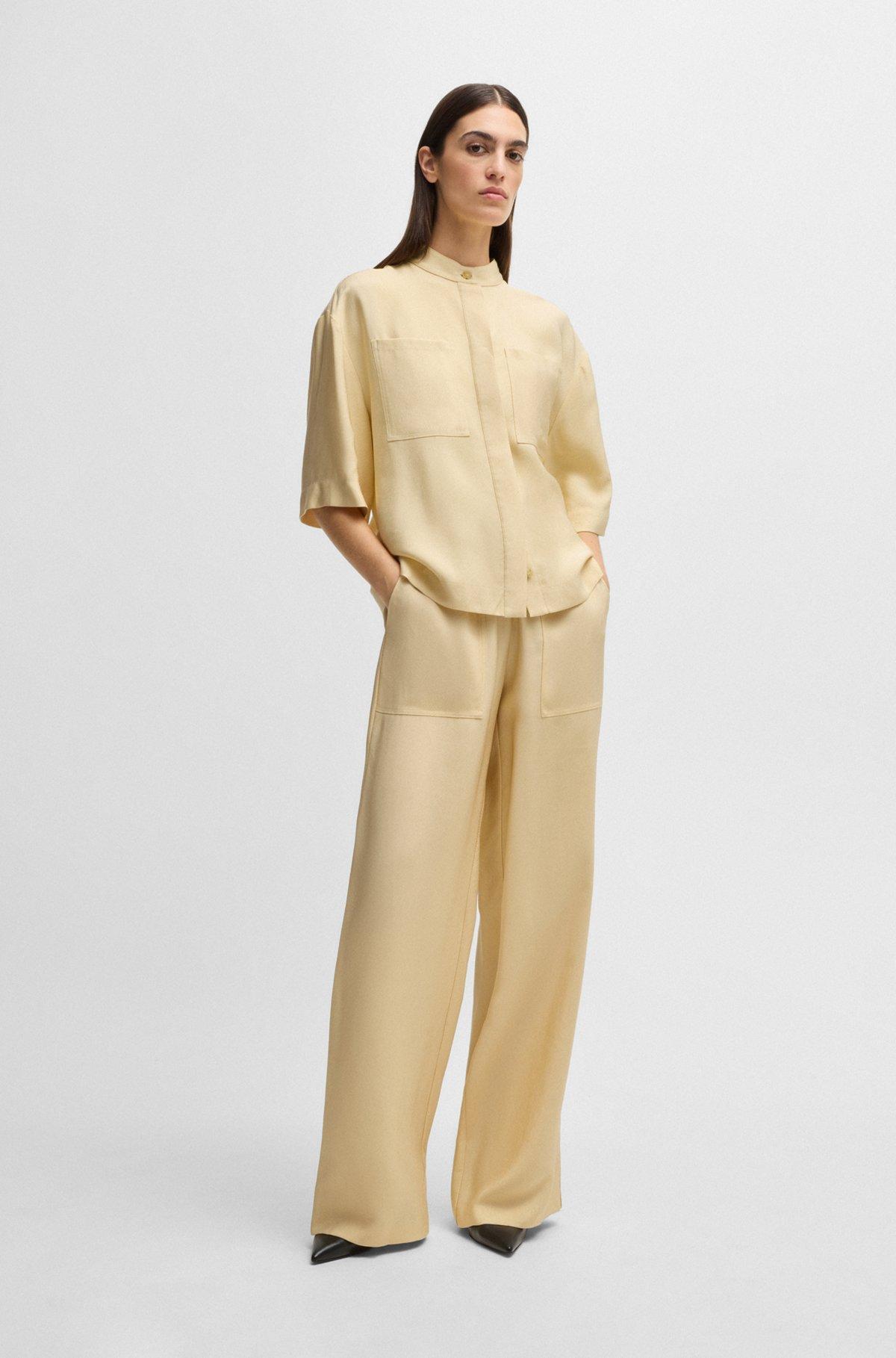 Relaxed-fit blouse in soft twill with stand collar Product Image
