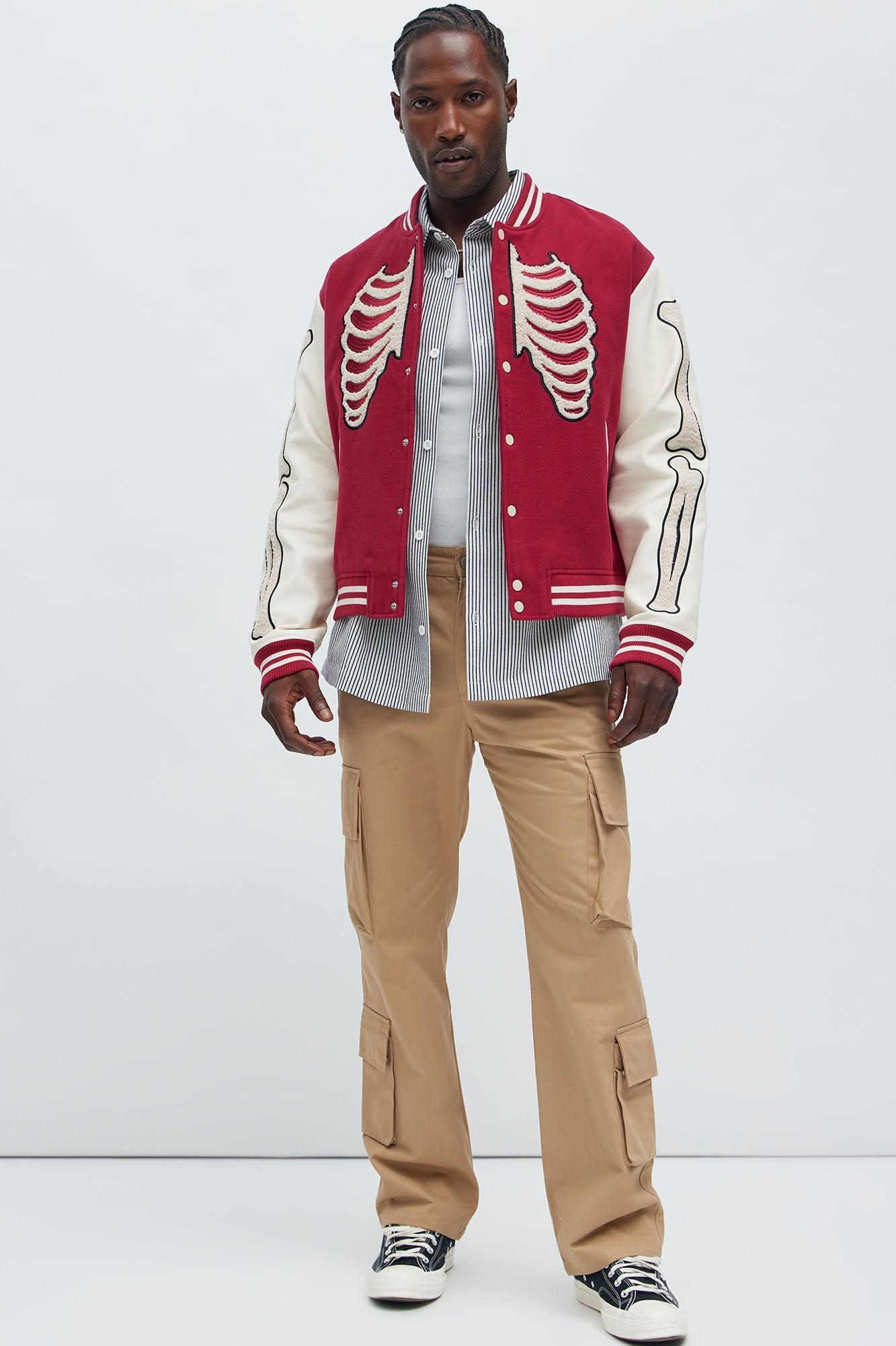 Skeleton Varsity Jacket - Red/White Product Image