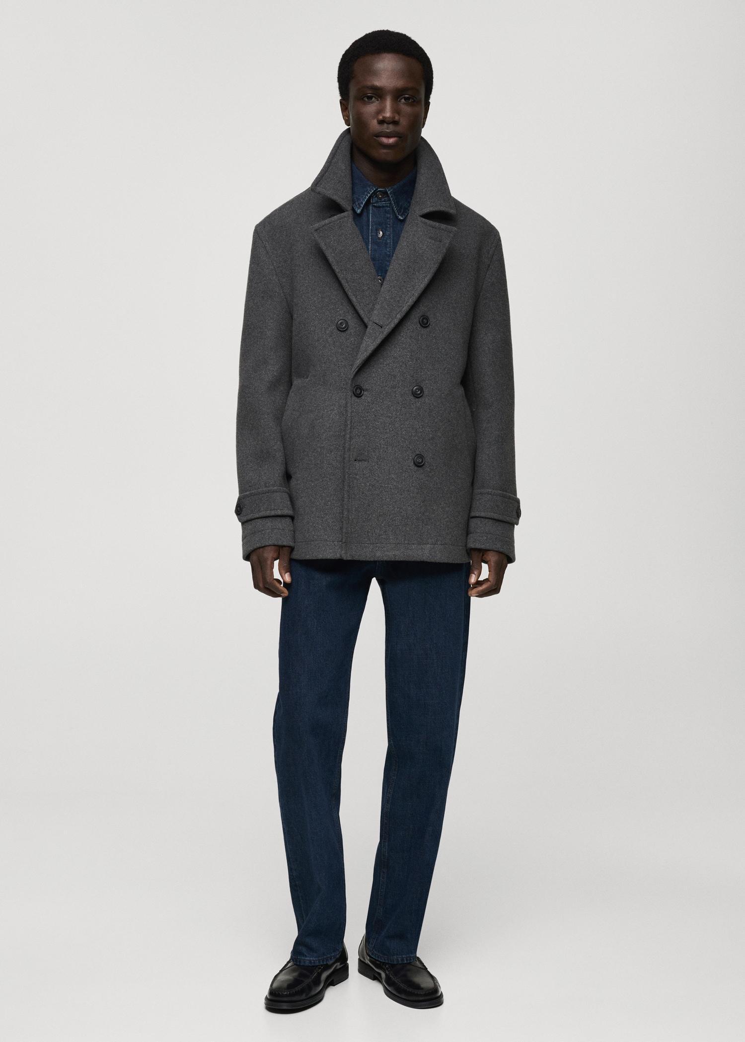 Wool double-breasted coat - Men | MANGO USA Product Image