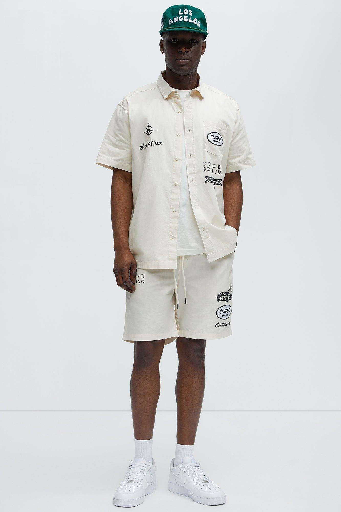 Racing Club Relaxed Drawstring Shorts - Cream Product Image