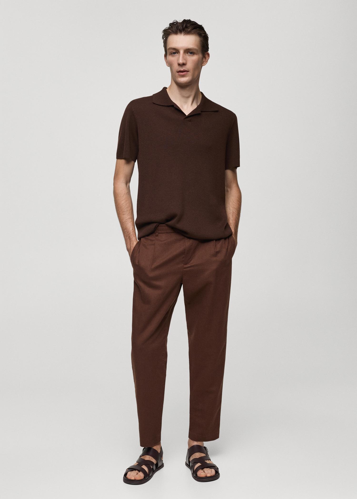 Slim-fit pants with drawstring - Men | MANGO USA Product Image