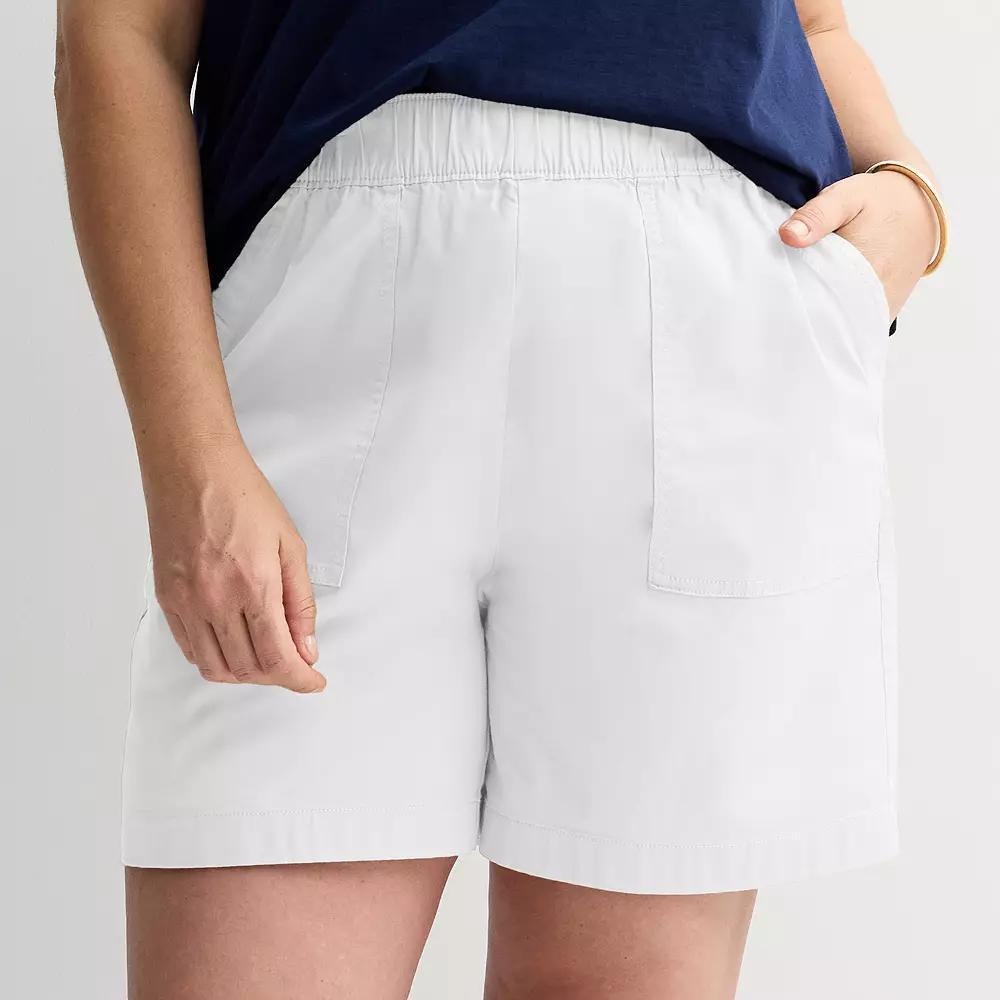 Plus Size Croft & Barrow® Pull On Twill Shorts, Women's, Size: 1XL, Bright White Product Image