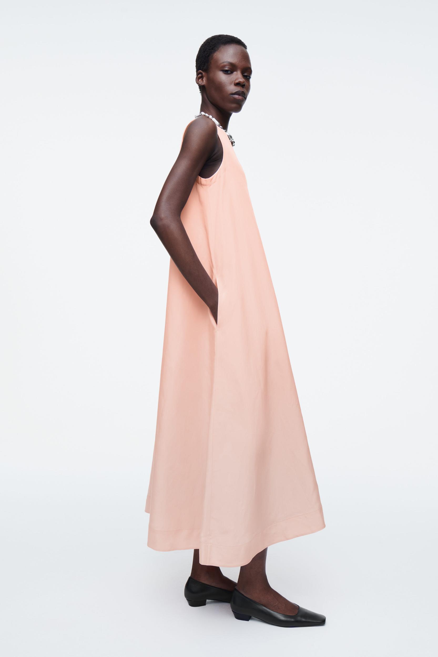 A-LINE LINEN-BLEND MAXI DRESS Product Image