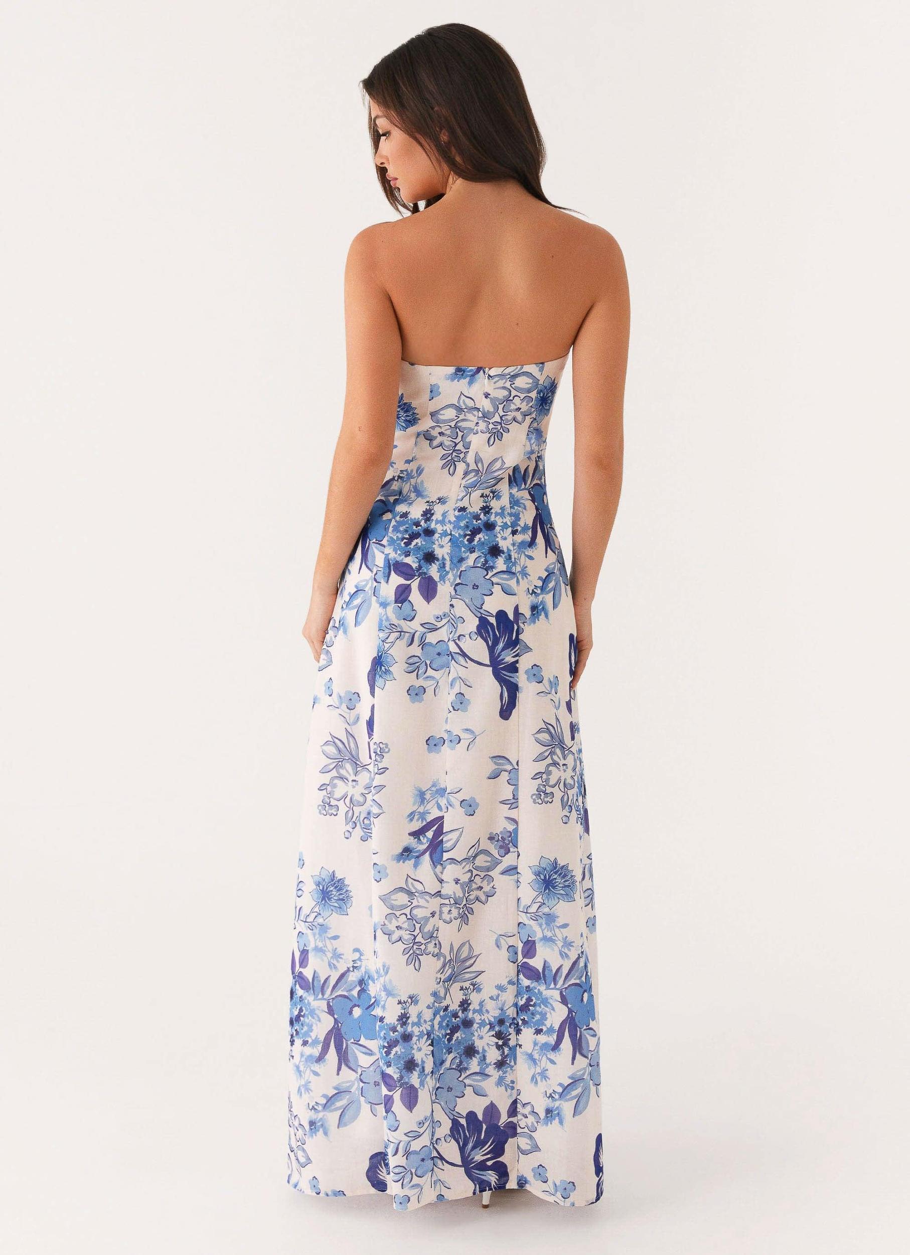 Tayla Linen Maxi Dress - Serene Sky Floral Product Image