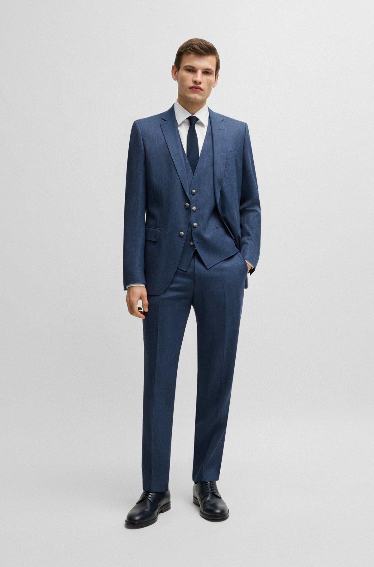 Slim-fit three-piece suit in patterned wool Product Image