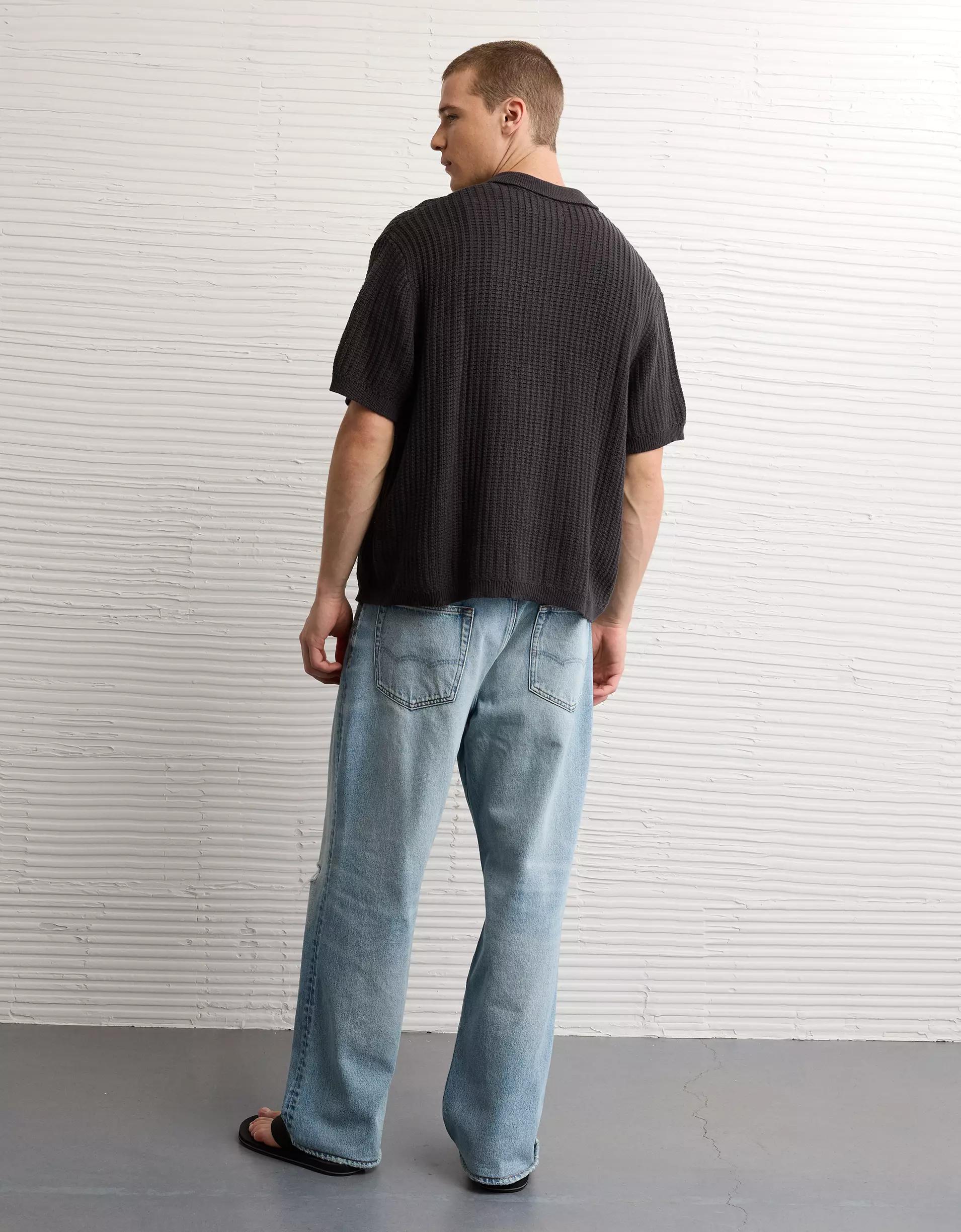 AE Weekend Button-Up Sweater Polo Shirt Product Image