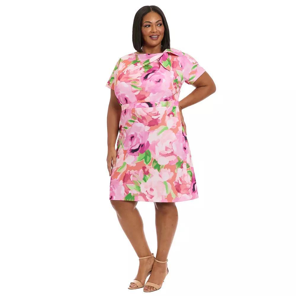 Plus Size London Times Side Tie Sheath Dress, Women's, Size: 22 W, Pink Pink Product Image