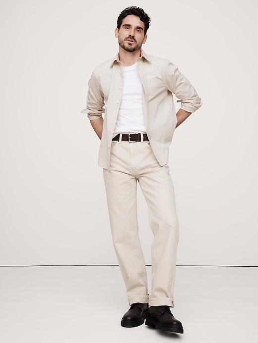 Standard-Fit Washed Cotton Poplin Shirt Product Image