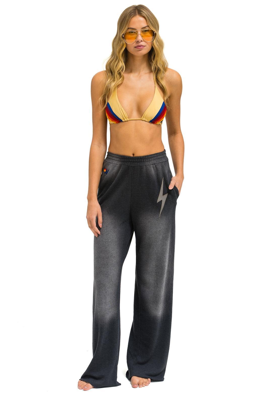 BOLT STITCH WIDE LEG POCKET SWEATPANTS - FADED SMOKE Female Product Image