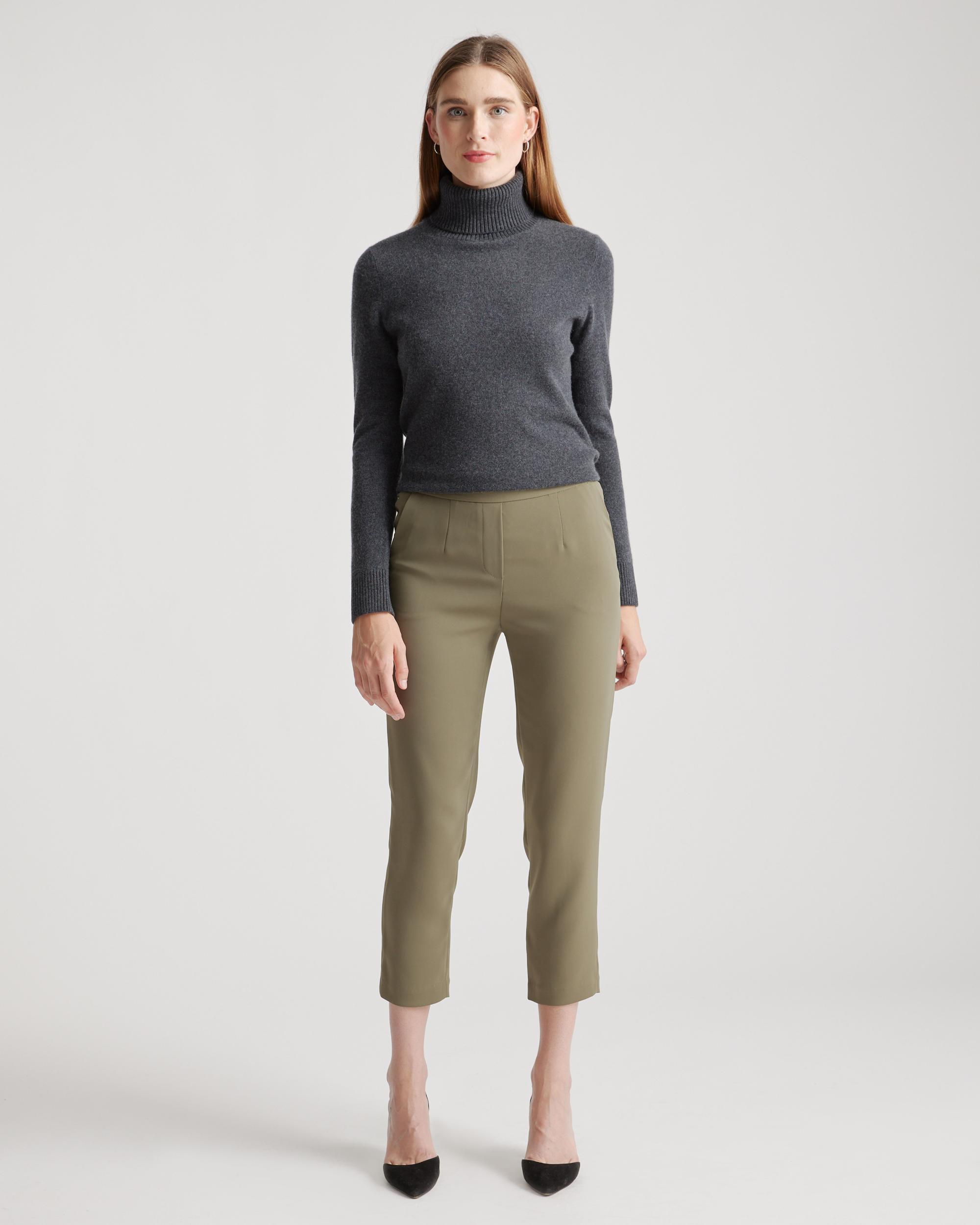 Quince | Women's Stretch Crepe Pleated Ankle Pants Recycled Polyester / Spandex Product Image