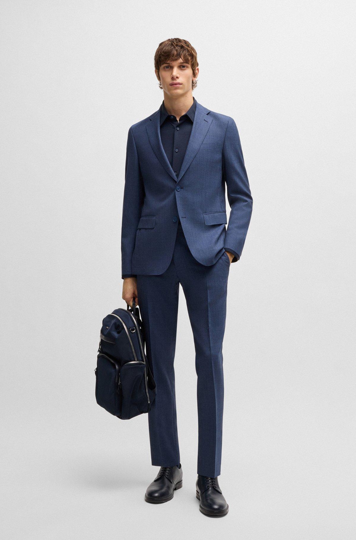 Slim-fit shirt in melange performance-stretch jersey Product Image