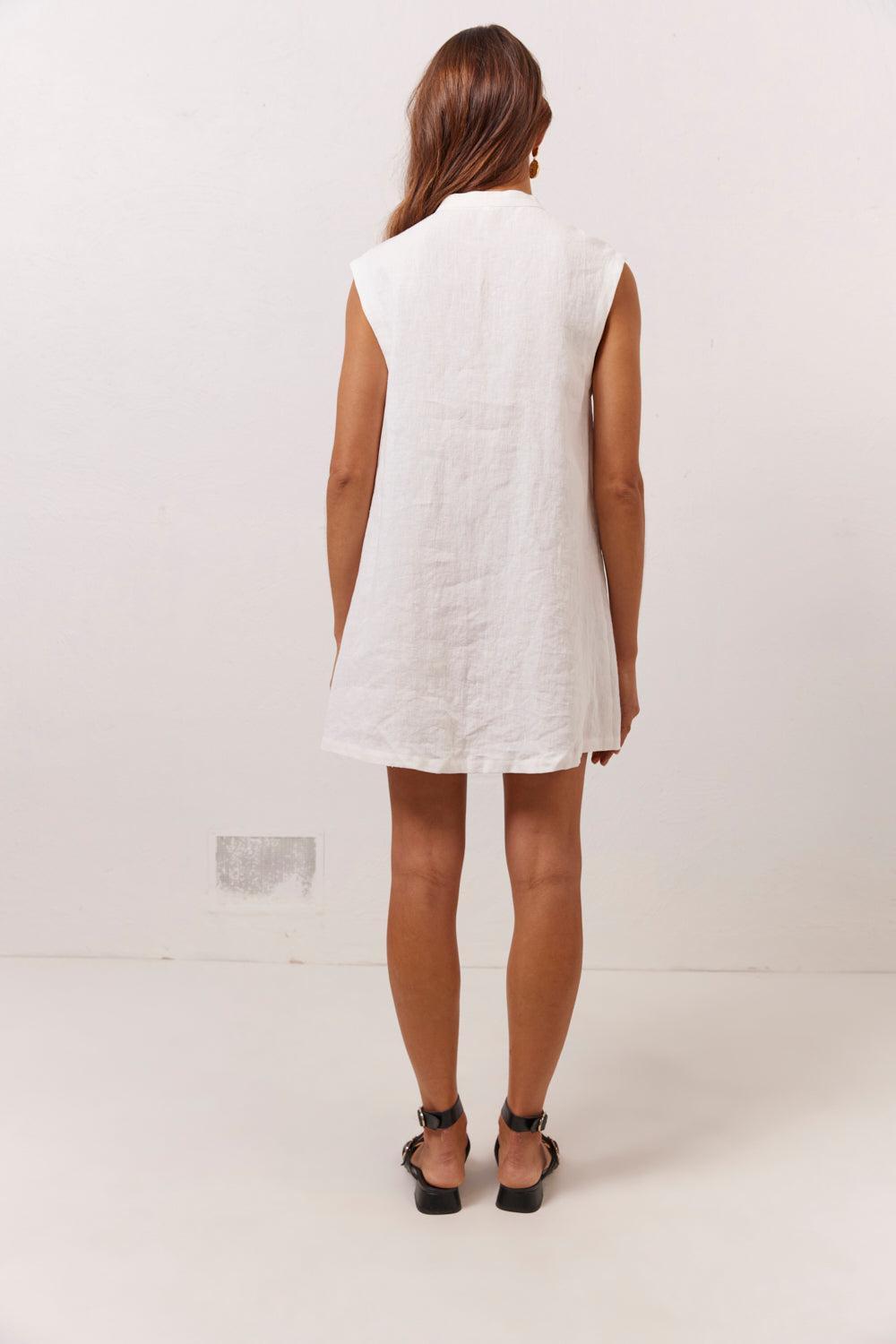 Jean Linen Mini Dress White Product Image