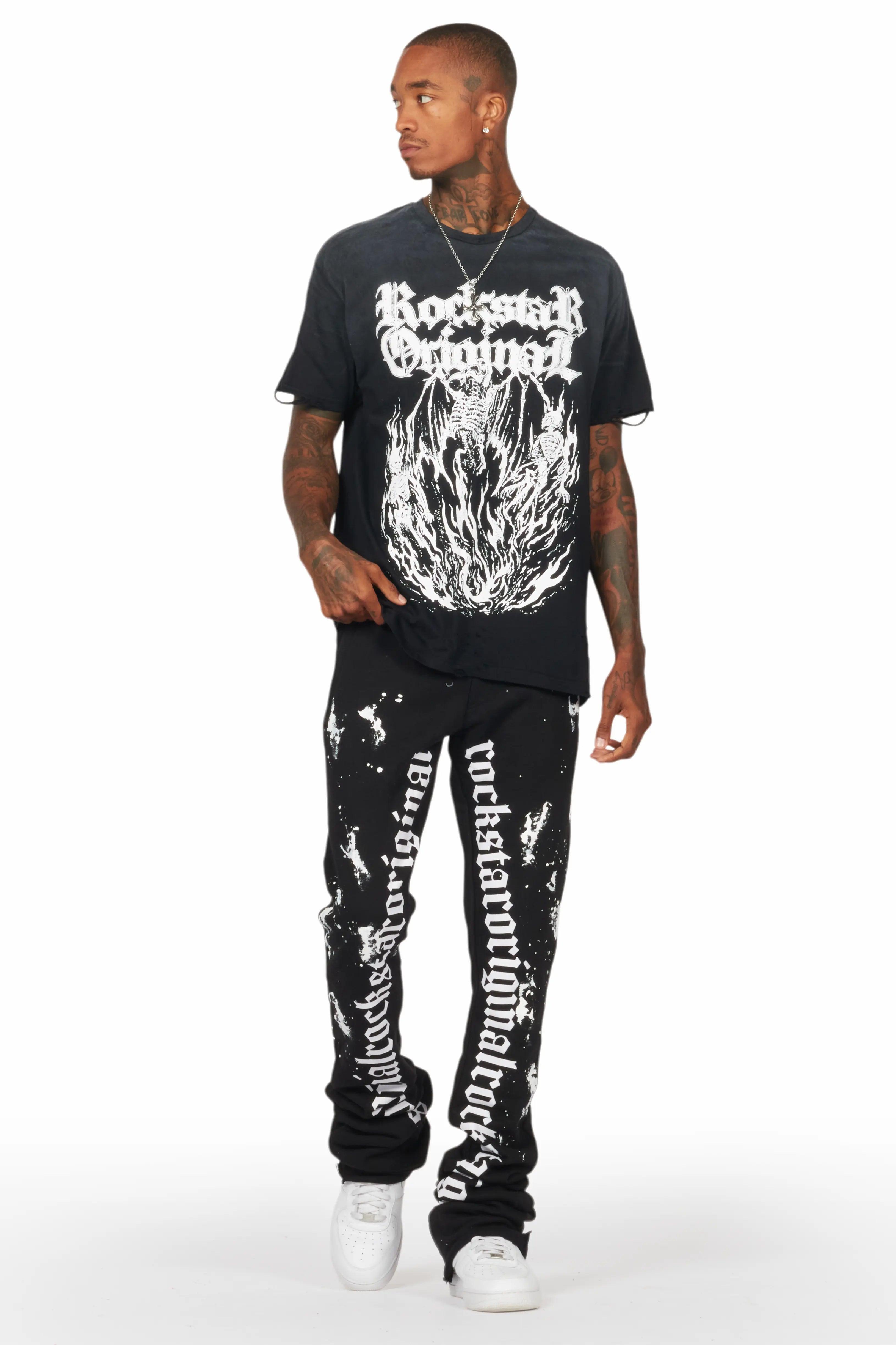 Galvin Black Oversized Graphic T-Shirt Male Product Image