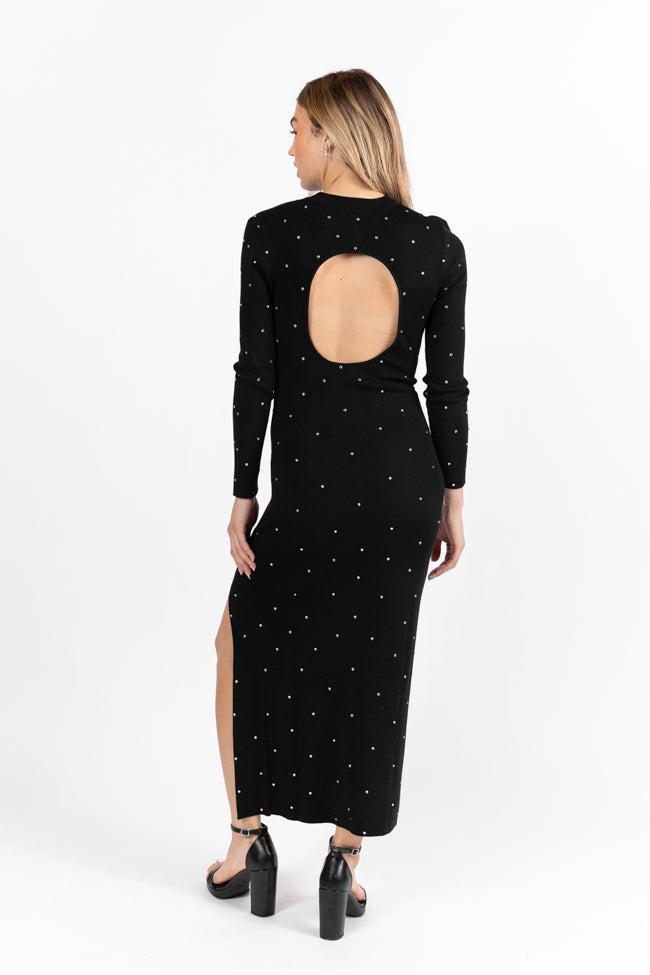 The Art Of Happiness Black Embellished Detail Knit Maxi Dress  FINAL SALE Product Image