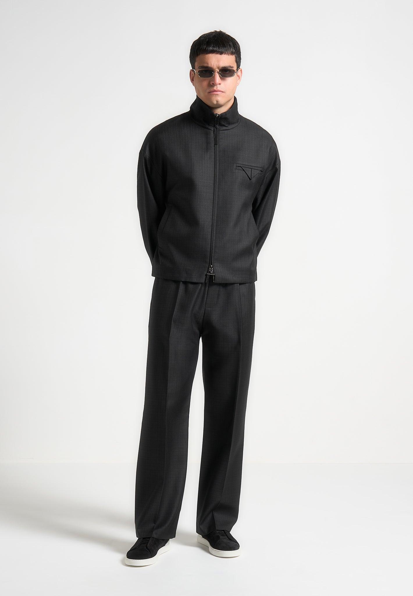 Elasticated Tailored Crease Trousers - Black Male Product Image