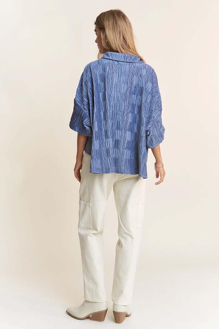 Wrinkled Textured Oversized Button Down Product Image