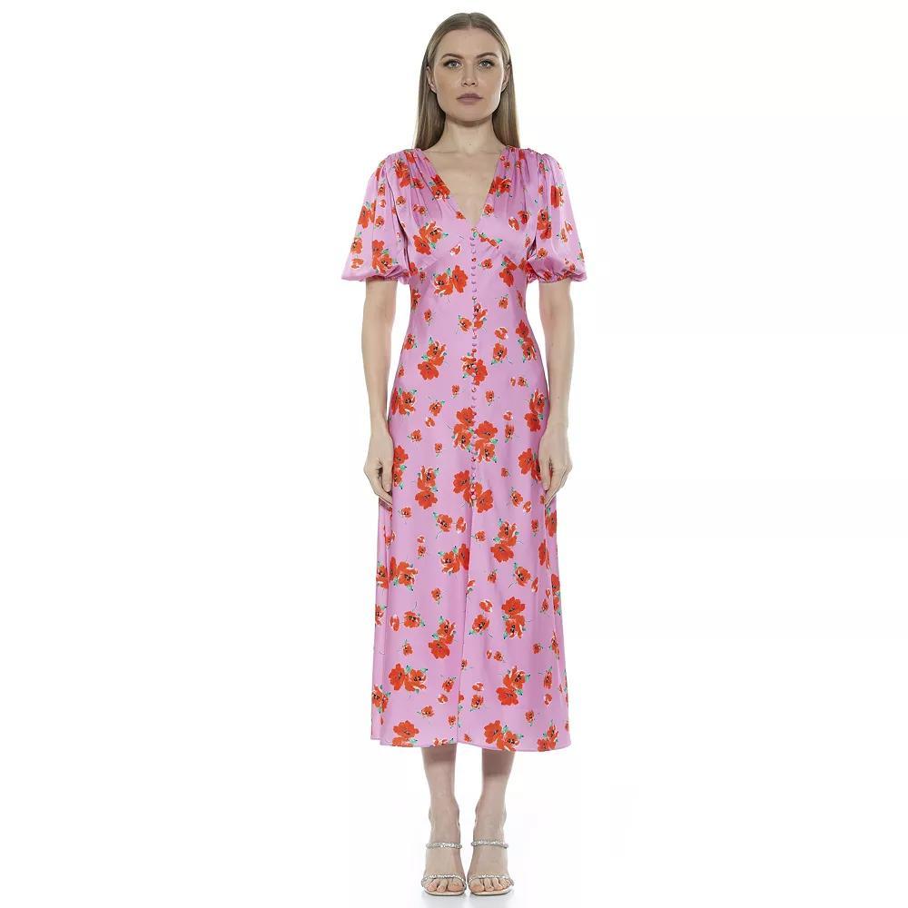 Women's ALEXIA ADMOR Lorelei Bubble Sleeve Midi Dress,  Product Image