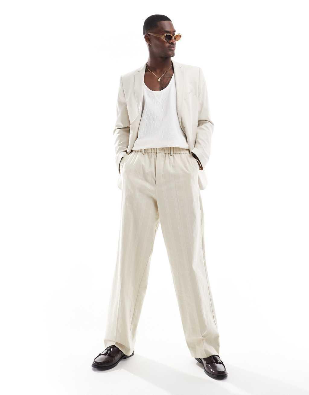 ASOS DESIGN waffle tank top in cream Product Image