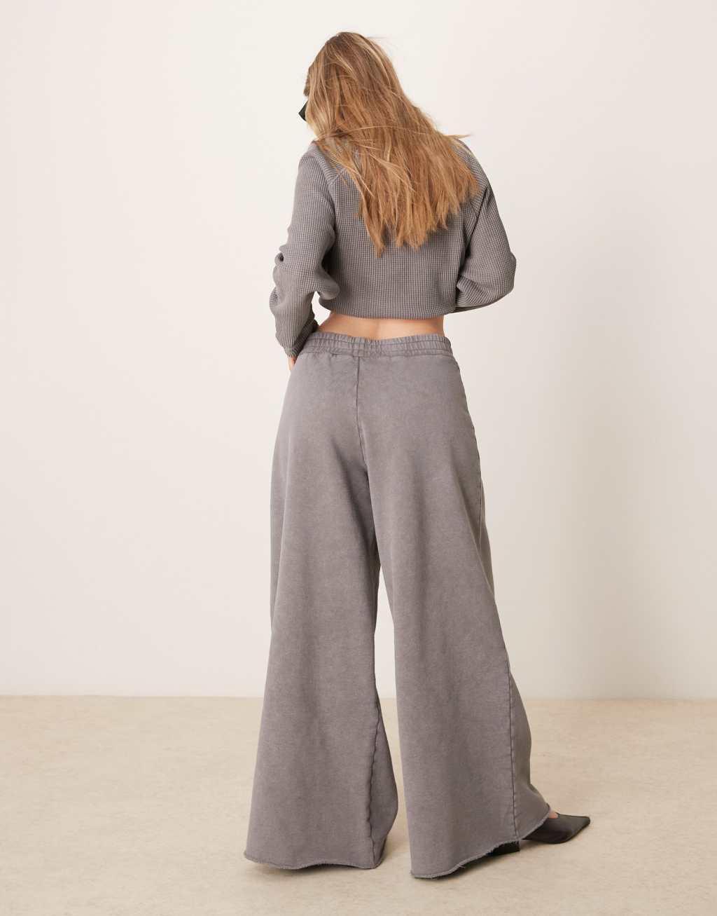 ASOS DESIGN extreme wide leg sweatpants in washed gray Product Image