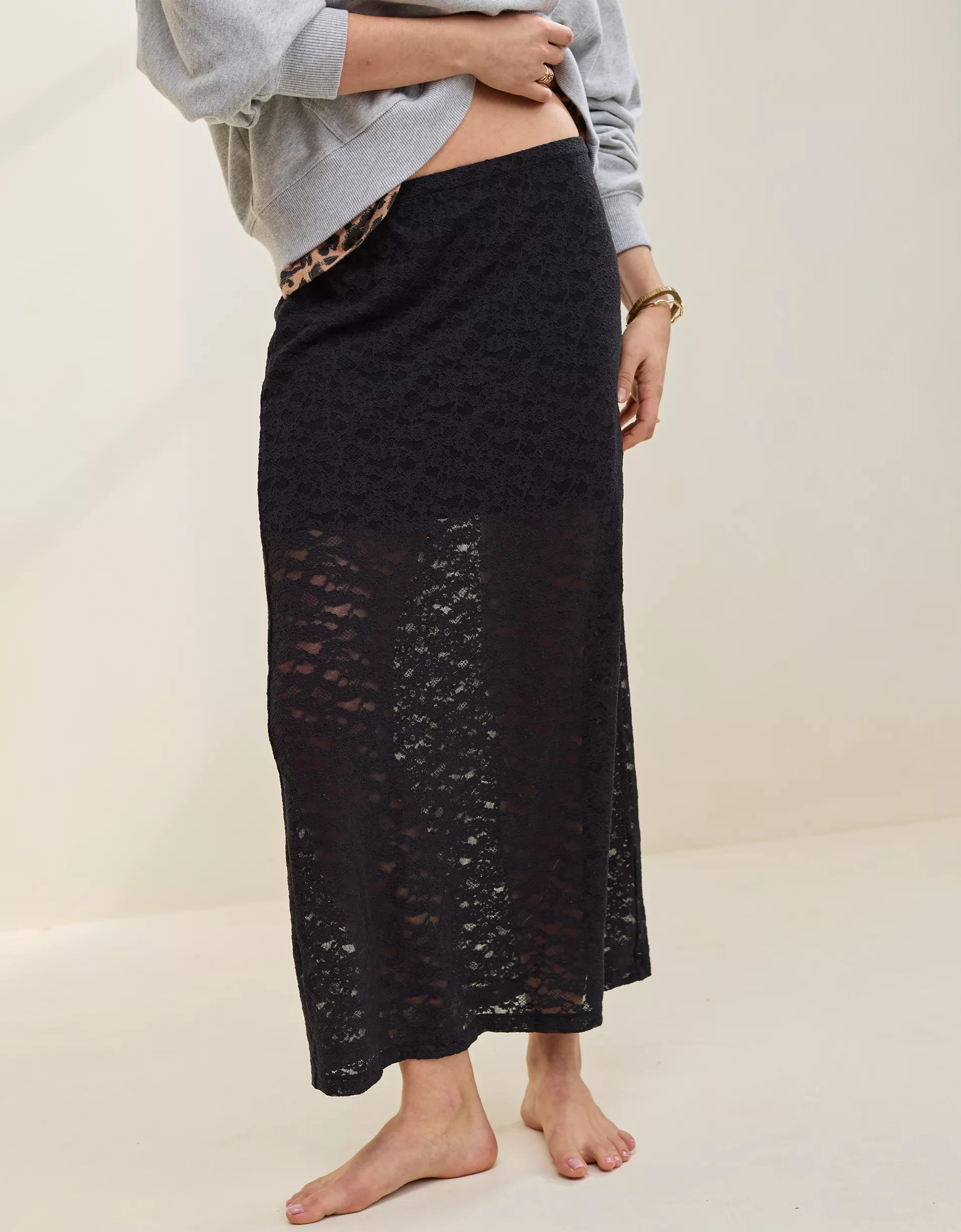 Aerie Vintage Lace Midi Skirt Product Image