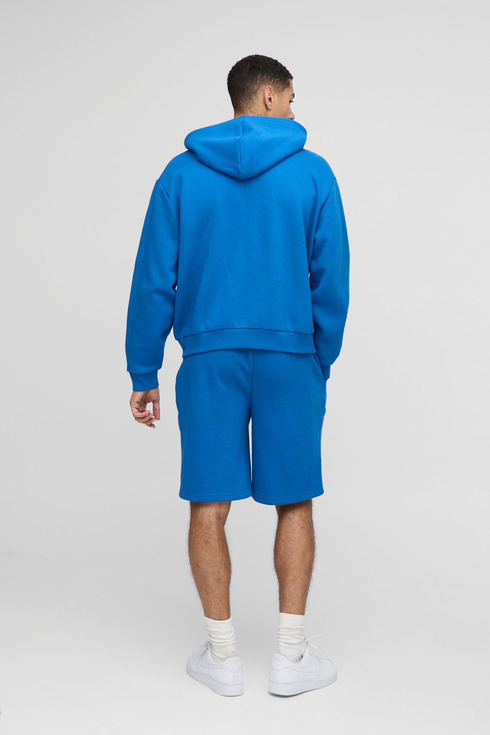 Oversized Boxy Star Printed Zip Through Short Tracksuit | boohooMAN USA Product Image