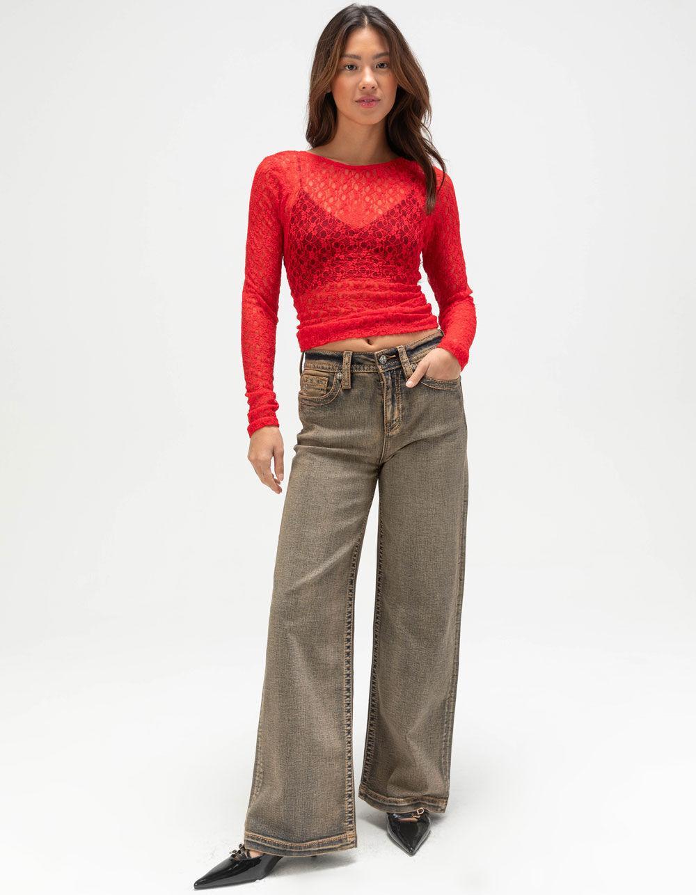 JJXX Leah Womens Long Sleeve Lace Top - BLACK Product Image