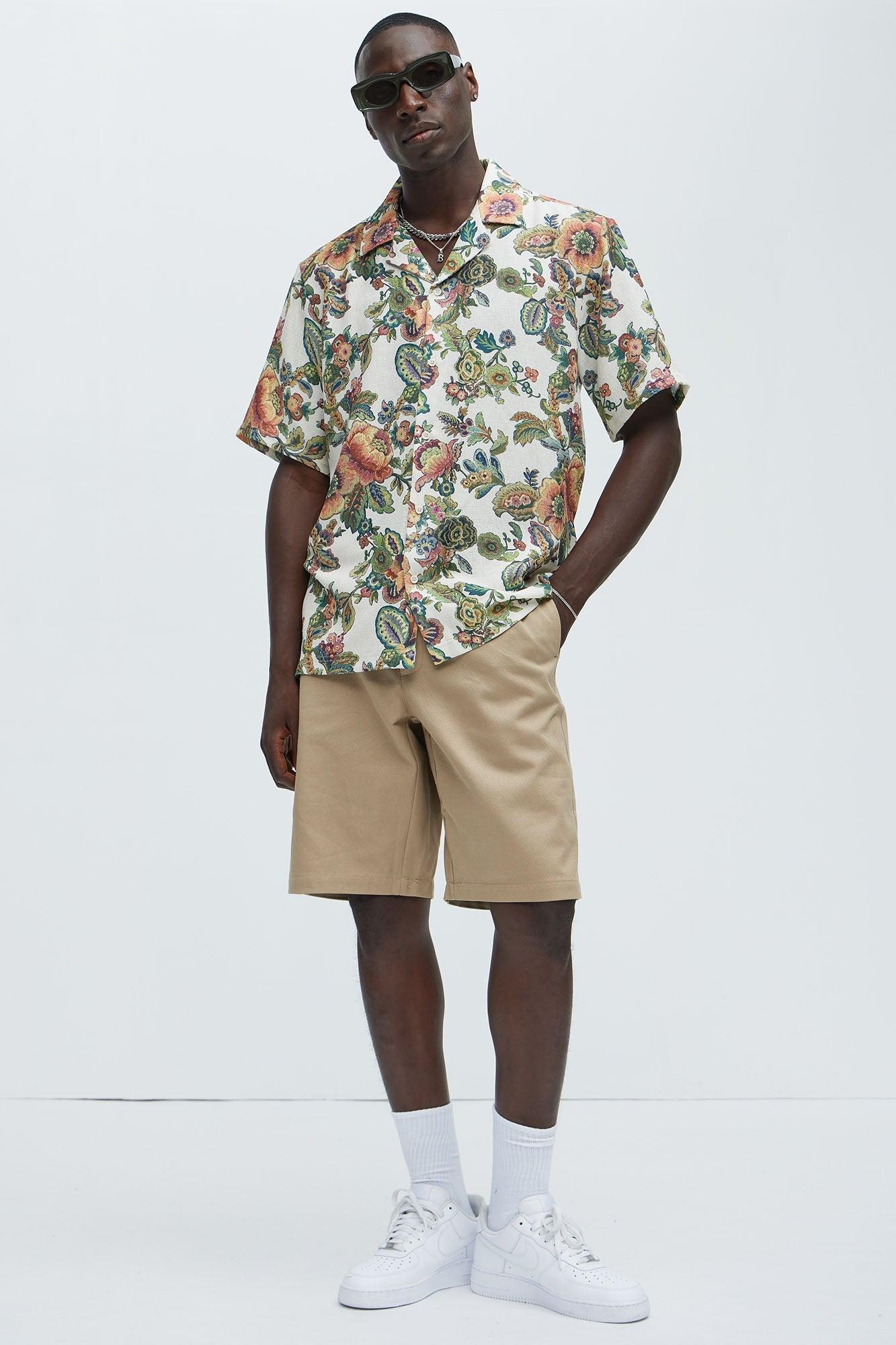 Floral Detail Shirt - Off  White/combo Product Image