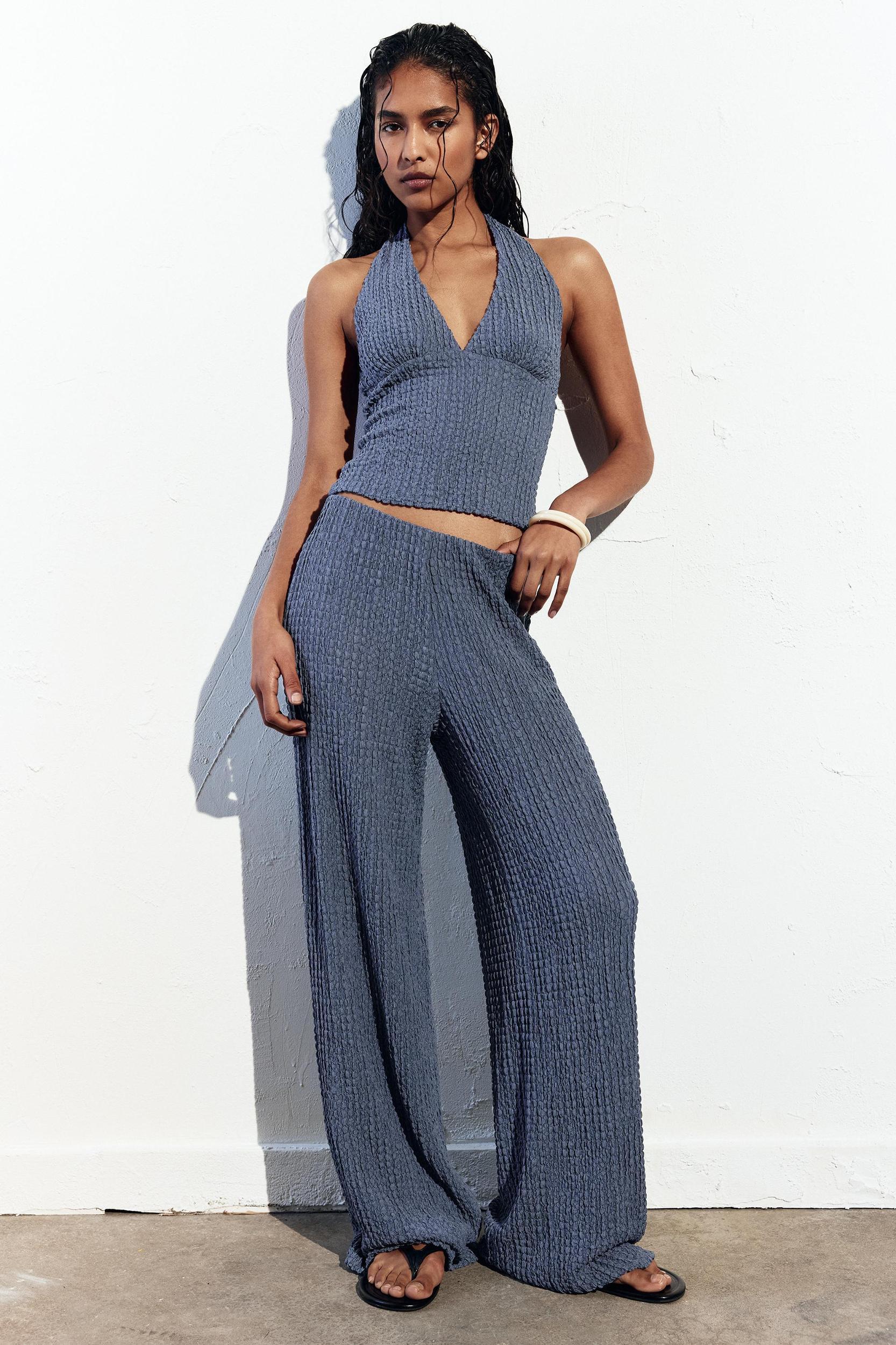 Creased-effect halter top Product Image