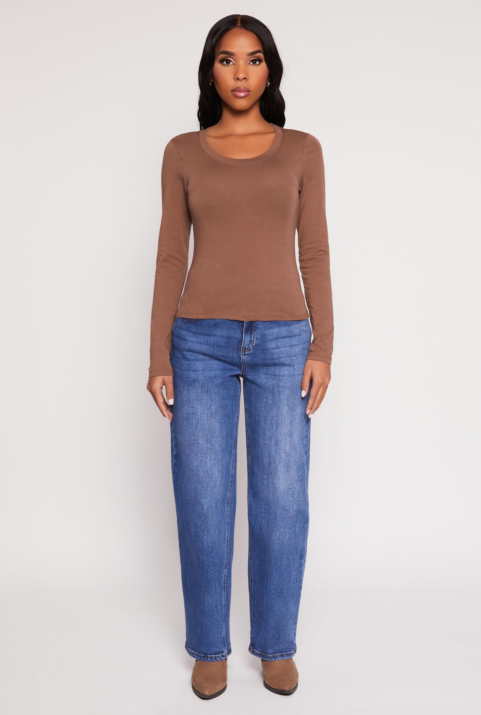 Womens Basic Scoop Neck Long Sleeve Top Product Image