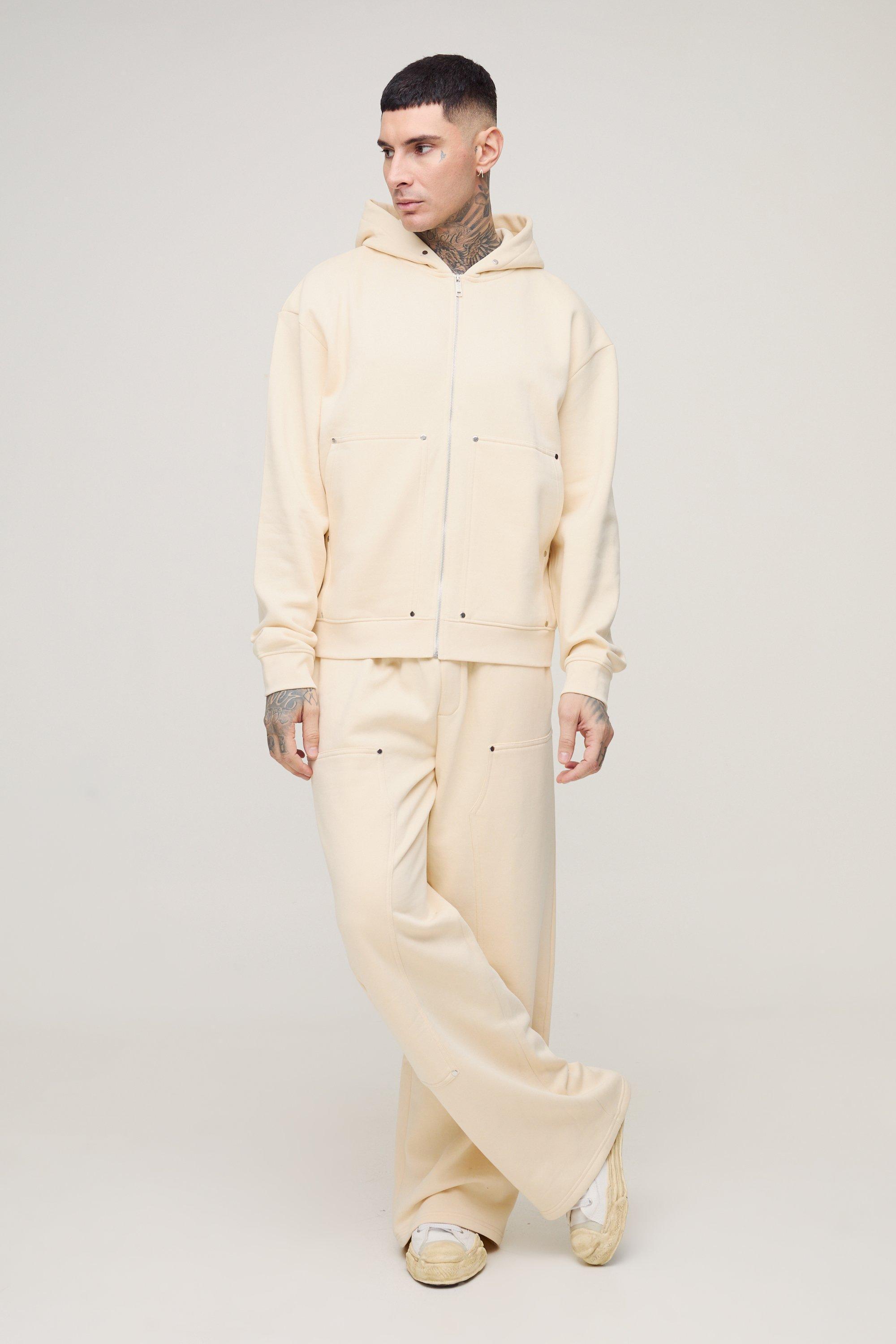 Tall Oversized Heavyweight Carpenter Wide Leg Tracksuit | boohooMAN USA Product Image