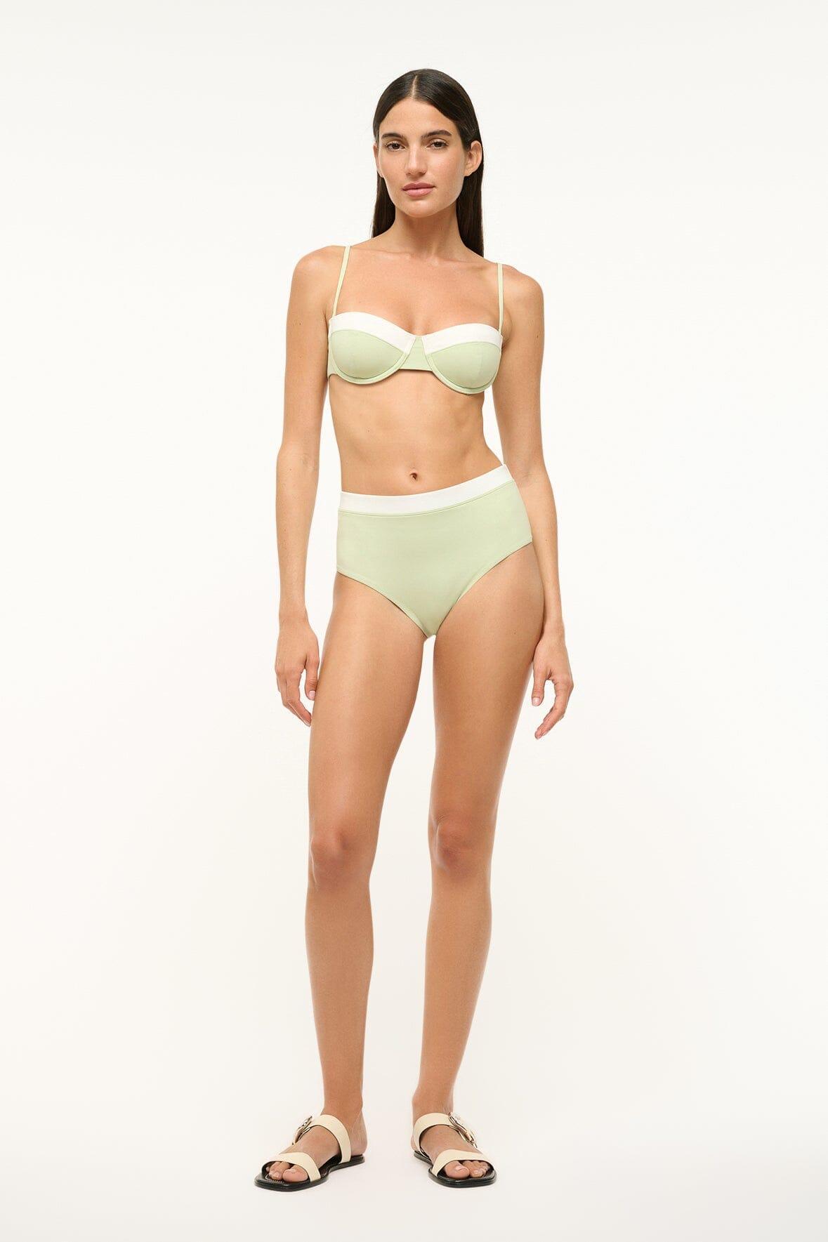 DEVON HIGH RISE BIKINI BOTTOM | PALE JADE WHITE Product Image