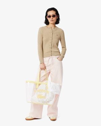 Washed Effect Cable Knit Cardigan Product Image