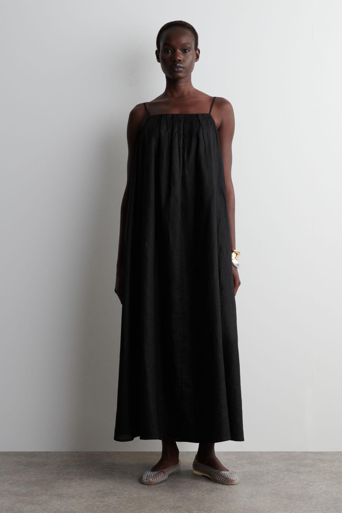 PLEATED LINEN MAXI DRESS Product Image