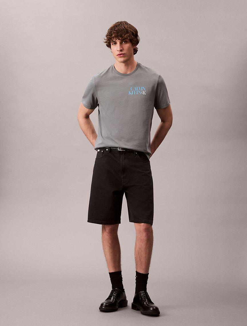 Calvin Klein Mens Stacked CK Logo Easy Tee - Grey Product Image