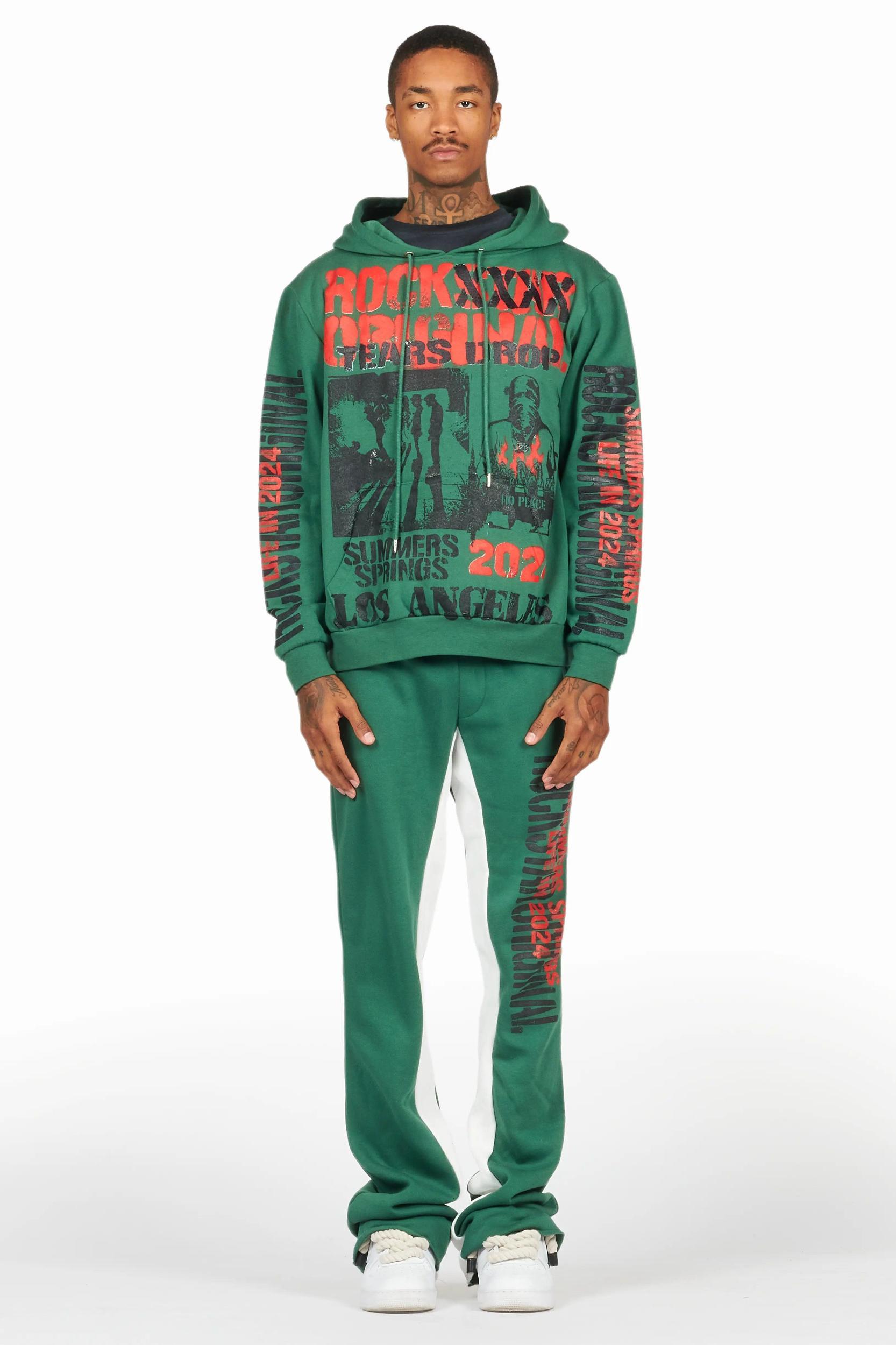 Omer Green Hoodie/Baggy Track Pant Set Male Product Image