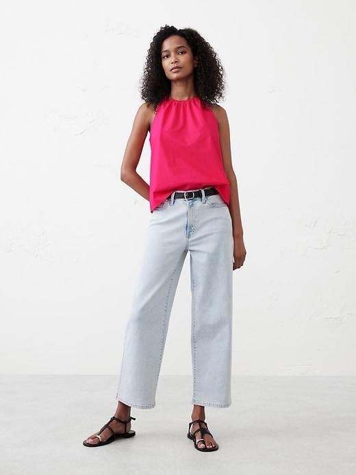 Gathered Poplin Top Product Image