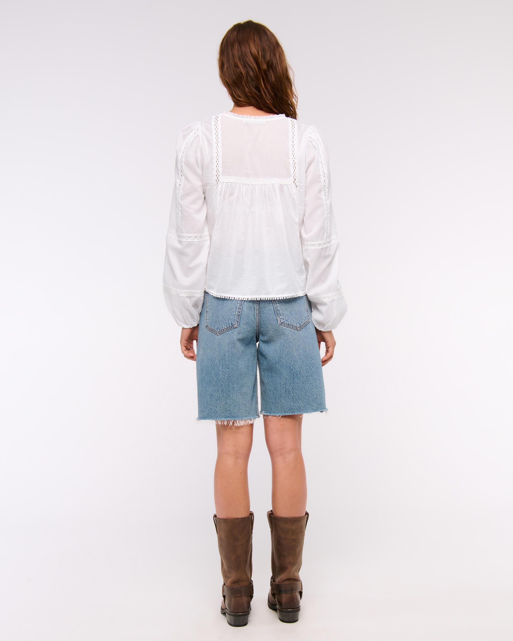 Long-Sleeve Lace-Trim Top Product Image