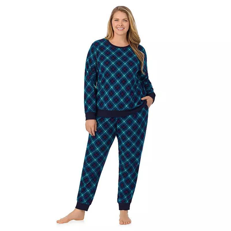 Plus Size Cuddl Duds Honeycomb Fleece Pajama Top & Pajama Joggers Set, Womens Product Image