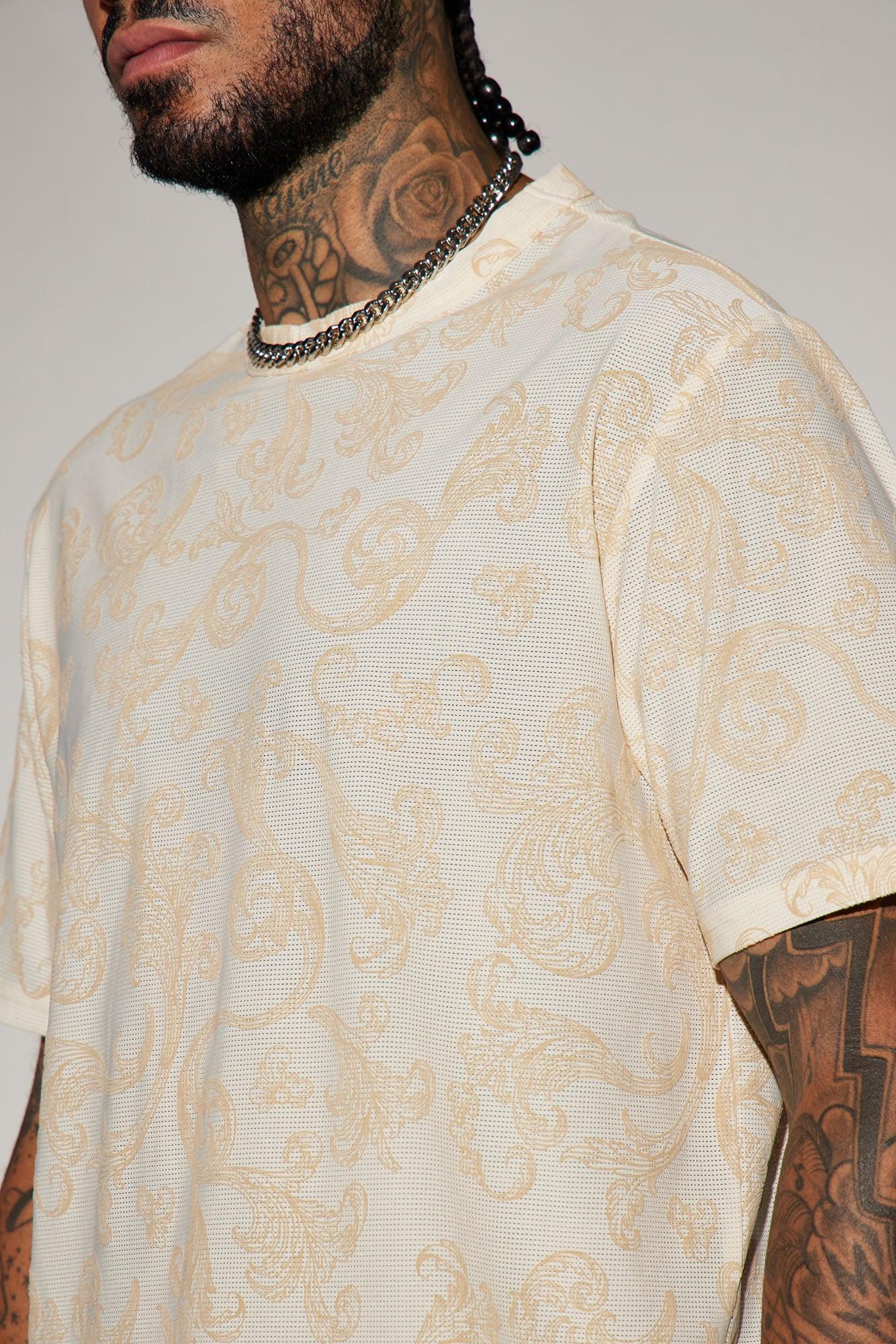 Fancy Filigree Short Sleeve Crew Tee - Cream Product Image