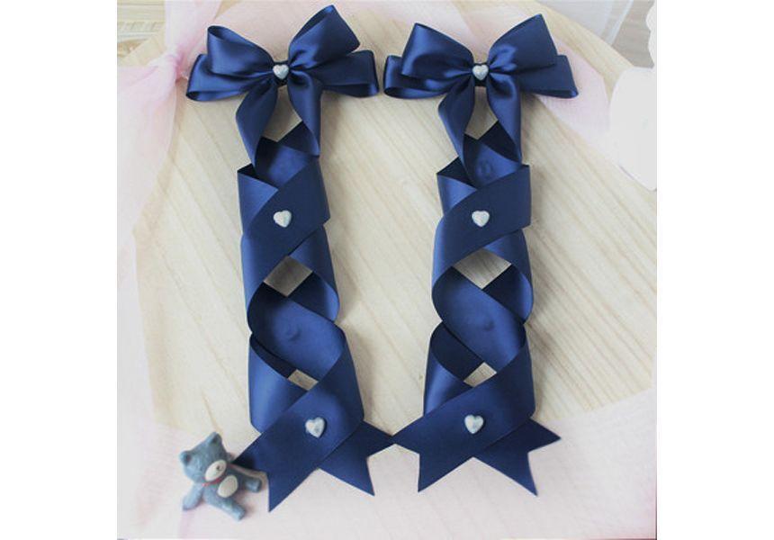 Set of 2: Bow Heart Faux Pearl Hair Clip Product Image